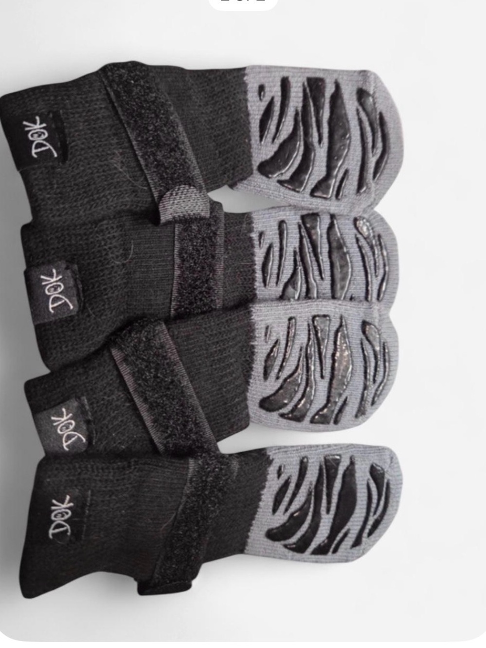 Non-Slip Black & Gray Dog Booties with Adjustable Strap (Set of 4) XS